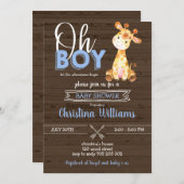 Invitation Baby shower en bois de bébé rustique de la Jungle (Devant / Derrière)