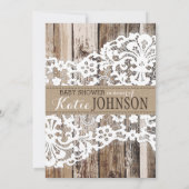 Invitation Baby shower en bois de dentelle de grange rustique (Dos)