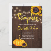 Invitation Baby shower en bois de grange Citrouille orange (Devant)