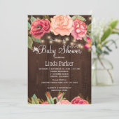 Invitation Baby shower en bois de grange rose pâle (Debout devant)