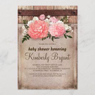 Invitation Baby shower en bois de la grange de Burlap