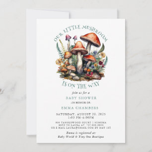 Invitation Baby shower en bois des champignons Whimsical ench