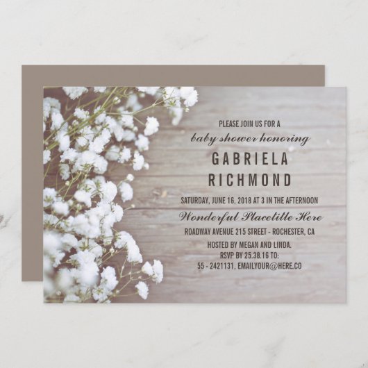 Invitation Baby shower en bois d'étable pour bébé rustique (Devant / Derrière)