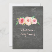 Invitation Baby shower en bois en damier rose (Devant)