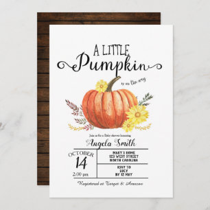 Invitation Baby shower en bois peu d'invitation de citrouille