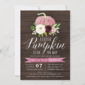 Invitation Baby shower en bois rose Citrouille rustique (Devant)