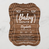 Invitation Baby shower en bois rustique (Devant / Derrière)
