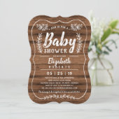 Invitation Baby shower en bois rustique (Debout devant)