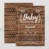 Invitation Baby shower en bois rustique (Devant / Derrière)