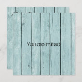 Invitation Baby shower en bois rustique Bleu Faux (Devant / Derrière)