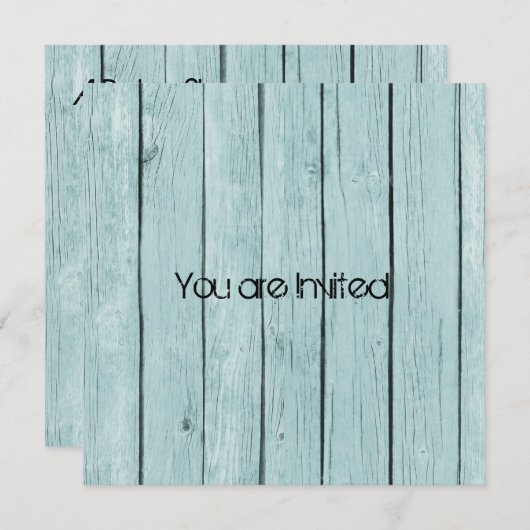 Invitation Baby shower en bois rustique Bleu Faux (Devant / Derrière)