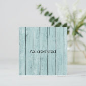 Invitation Baby shower en bois rustique Bleu Faux (Debout devant)