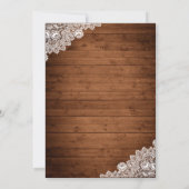 Invitation Baby shower en bois rustique et dentelle blanche (Dos)