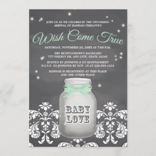 Invitation Baby shower en bon état de pot de maçon de luciole