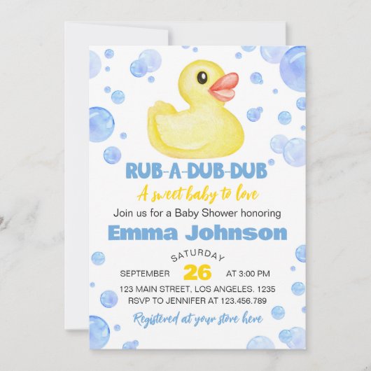 Invitation Baby shower en caoutchouc (Devant)