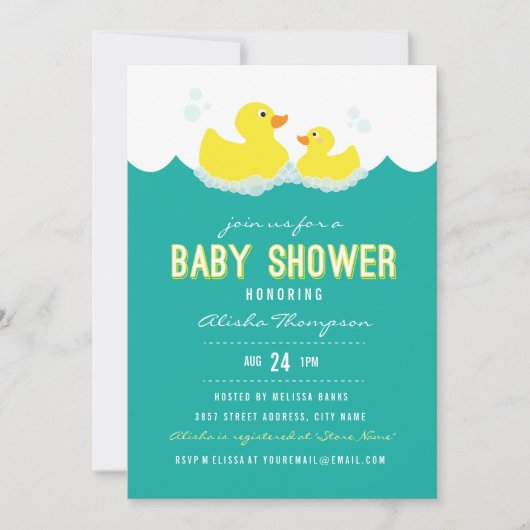 Invitation Baby shower en caoutchouc (Devant)