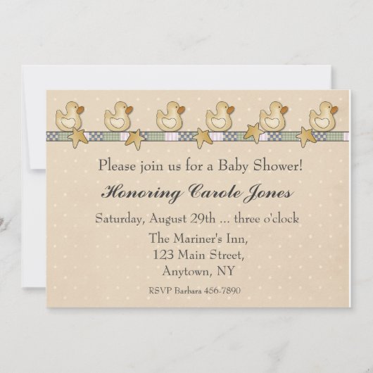 Invitation Baby shower en caoutchouc (Devant)