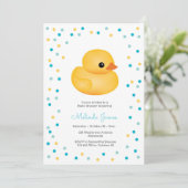 Invitation Baby shower en caoutchouc Duckie Blue Boy Invitati (Debout devant)