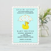 Invitation Baby shower en caoutchouc Ducky avec parapluie (Debout devant)