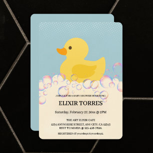 Invitation Baby shower en caoutchouc Ducky Bubbles
