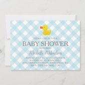 Invitation Baby shower en caoutchouc En vichy bleu (Devant)