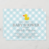 Invitation Baby shower en caoutchouc En vichy bleu (Devant / Derrière)