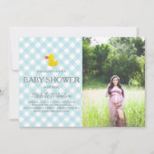 Invitation Baby shower en caoutchouc En vichy bleu photo (Devant)
