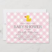 Invitation Baby shower en caoutchouc En vichy rose (Devant)