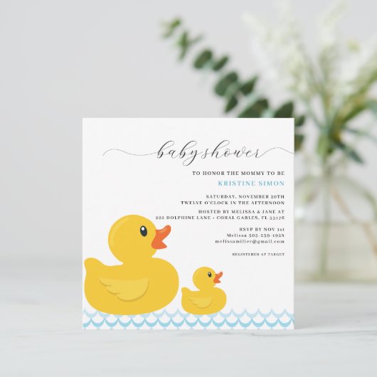 Invitation Baby shower en caoutchouc | Jaune migno (Debout devant)
