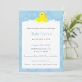 Invitation Baby shower en caoutchouc noir - Bleu (Debout devant)