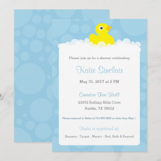 Invitation Baby shower en caoutchouc noir - Bleu