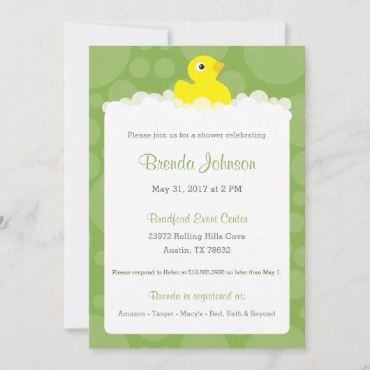 Invitation Baby shower en caoutchouc - Vert (Devant)