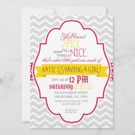 Invitation baby shower en chevron d'or à crampons (Devant)