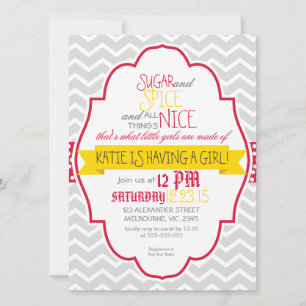 Invitation baby shower en chevron d'or à crampons
