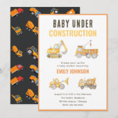 Invitation Baby shower en construction (Devant / Derrière)