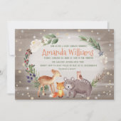 Invitation Baby shower en coton Berries, des amis de la forêt (Devant)