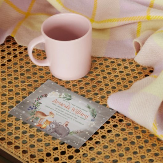 Invitation Baby shower en coton Berries, des amis de la forêt