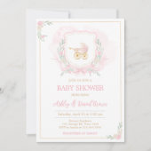 Invitation Baby shower en crête rose (Devant)