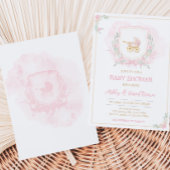 Invitation Baby shower en crête rose