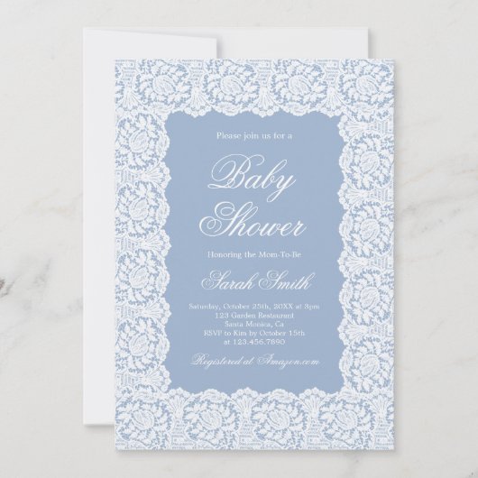 Invitation Baby-Shower en dentelle (Devant)