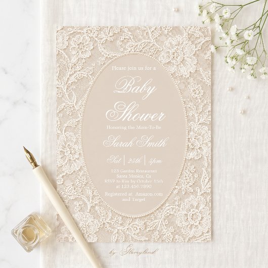 Invitation Baby Shower en dentelle 