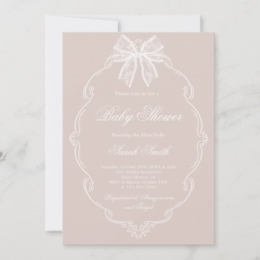 Invitation Baby-Shower en dentelle (Devant)
