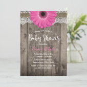 Invitation Baby shower en dentelle blanche florale rose rusti (Debout devant)