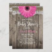 Invitation Baby shower en dentelle blanche florale rose rusti (Devant / Derrière)