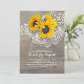 Invitation Baby shower en dentelle de tournesol rustique (Debout devant)