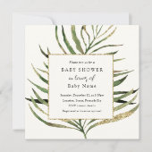 Invitation Baby shower en feuille de palme d'or (Devant)