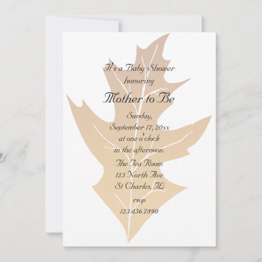 Invitation Baby shower en feuilles de chêne d'automne (Devant)