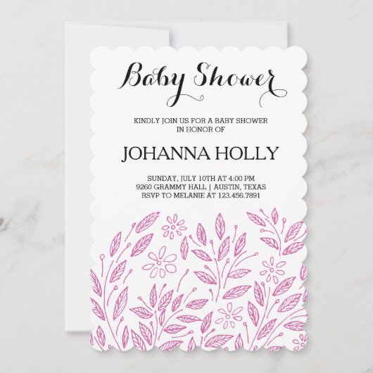 Invitation baby shower en fleur (Devant)