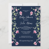 Invitation Baby shower en fleurs bleu bleu bleu bleu bleu ble (Devant)