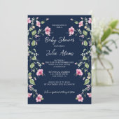Invitation Baby shower en fleurs bleu bleu bleu bleu bleu ble (Debout devant)